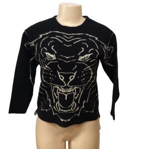 ZARA Women Lion Long Sleeve Sweater Size 8 Black And Cream